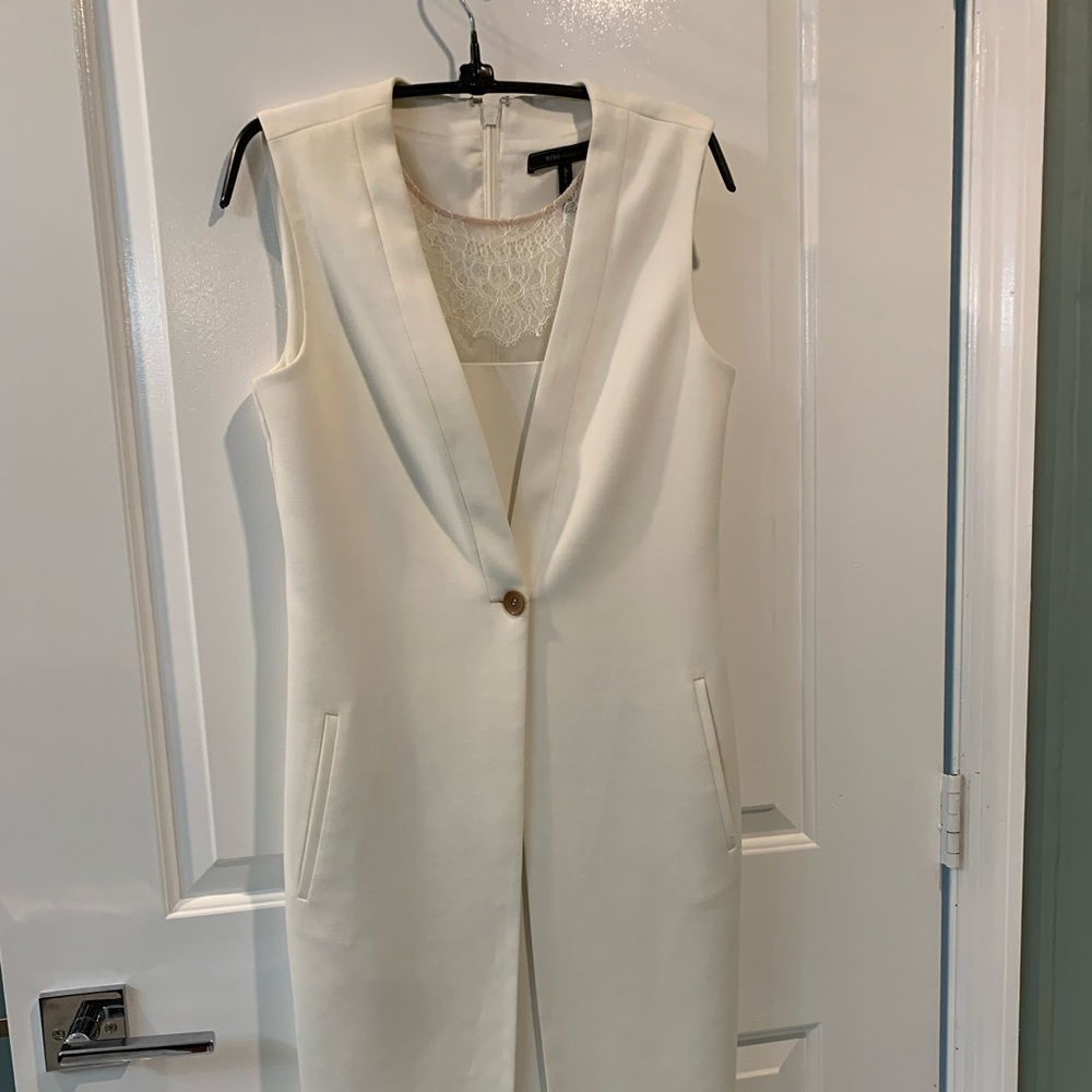 Off-white jacket dress with lace details!  Elegant and comfortable!